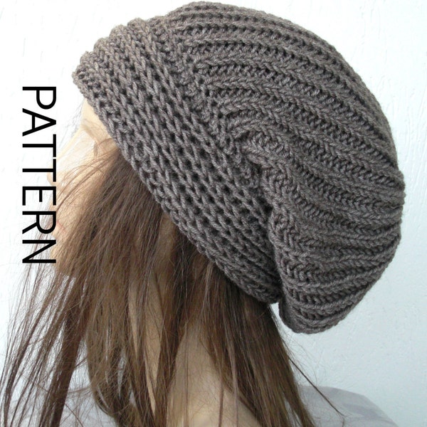 Slouchy Beanie Hat KNITTING PATTERN PDF Slouchy Beanie Knit Pattern for Women Brioche Stiche Knitted Hat Pattern Tutoriels Winter Fashion