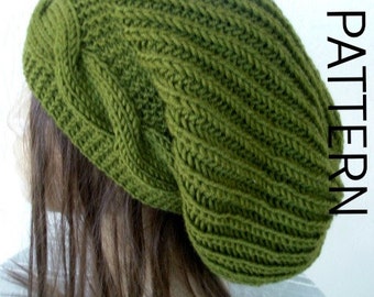 Cable Knit Slouchy Hat Pattern: Women's Beanie (PDF Download)