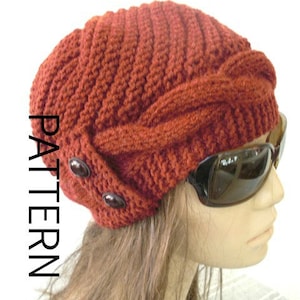 Instant Download Knit hat pattern for women Digital Hat Knitting PATTERN PDF Cable Knit hat PatternCloche Hat Knit Pattern winter knitting image 3