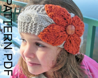 Knitting PATTERN - The April Ear Warmer Headband Knitting  PATTERN   3 Sizes( Toddler  , Child ,  Adult  Sizes)  PDF  Cable Knit   headband