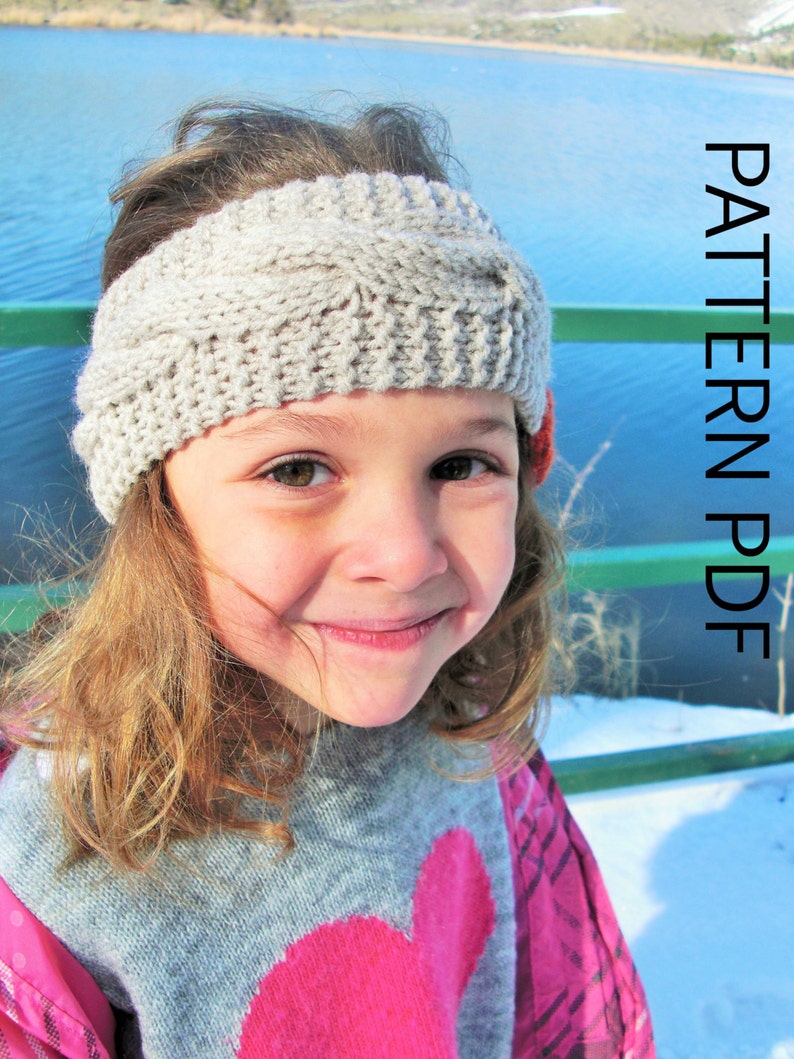 Knitting PATTERN the April Ear Warmer Headband Knitting PATTERN 3 Sizes Toddler , Child , Adult