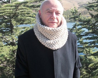 Chunky Knit Cowl Pattern for Men: Beginner Cozy Scarf (PDF Pattern)