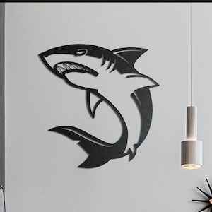 Hai Metallwandkunst: Modernes Ozeandekor, Haifischliebhaber Geschenk