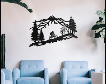 Décoration murale en métal pour motard : décoration d'intérieur cycliste rustique, cadeau pour amoureux de l'aventure