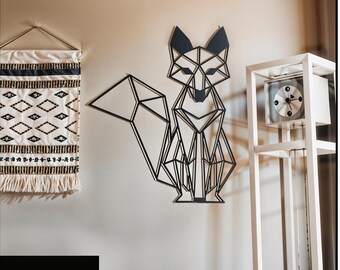 Geometric Fox Metal Wall Art: Modern Minimalist Decor
