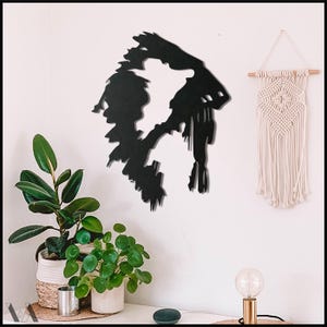 Tribal Native Metal Wall Art - Indigenous Silhouette Wall Decor for Modern and Boho Spaces - Wall Hanging Home Gift