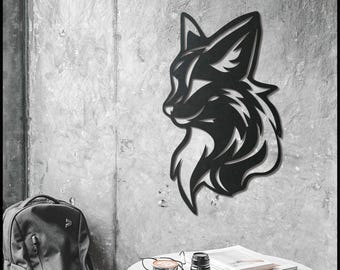 Handmade Fox Metal Wall Art: Rustic Geometric Home Decor