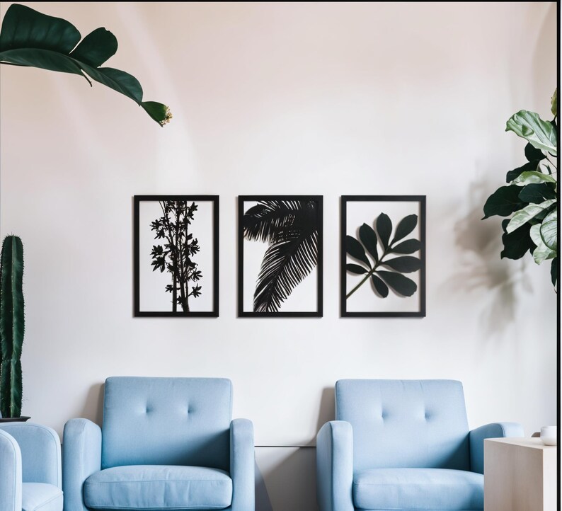 Botanical Metal Wall Art Set: Modern Minimalist Leaf Decor - Etsy