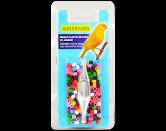 200 farbige Kunststoffringe zur Geschlechtsbestimmung von Vögeln mit Montagewerkzeug 3,0 mm