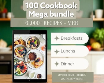 Paquete de 100 libros electrónicos de cocina MMR: más de 61 000 recetas, derechos de reventa maestra (MRR) (descarga digital)