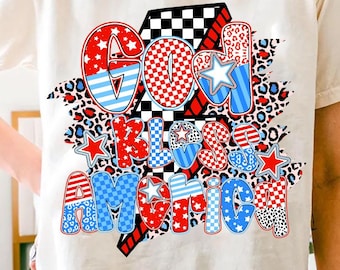Retro USA Coquette PNG, Preppy America Png, 4th of July Sublimation, Brushstroke USA Design, Checkered Patriotic Png, Memorial Day