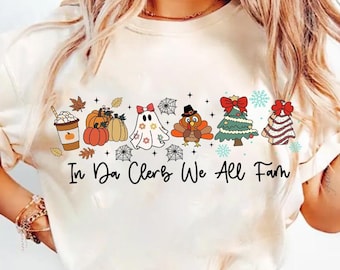 In Da Clerb We All Fam png, Christmas Tree png, Hallowthanksmas png, Thanksgiving png, Cute Ghost png, Pumpkin png, Cute Turkey, Humor