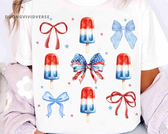 Patriotic Coquette PNG, Sweet Land of Liberty Design, USA Ice Cream PNG, 4th of July Shirt Sublimation, American Girl Digital Download