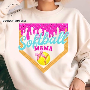 Softball Mama Drip PNG, Ice Cream Drip Softball Design, Game Day Softball Mom PNG, Dripping Softball Sublimation, Digital Download File