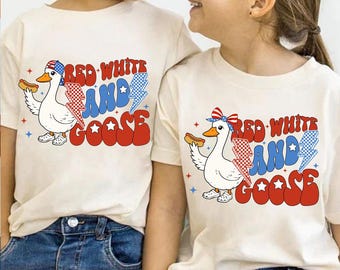 Red White and Goose PNG, Funny Patriotic Goose Clipart, Retro USA 4th of July Design, Cute Independence Day Shirt Sublimation