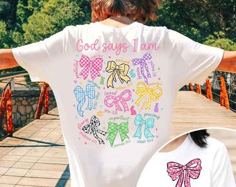 Checkered Easter PNG, Spring Floral Chinoiserie Bunny, Grand Millennial Easter Design, God Says I Am Easter PNG, Coquette Easter PNG
