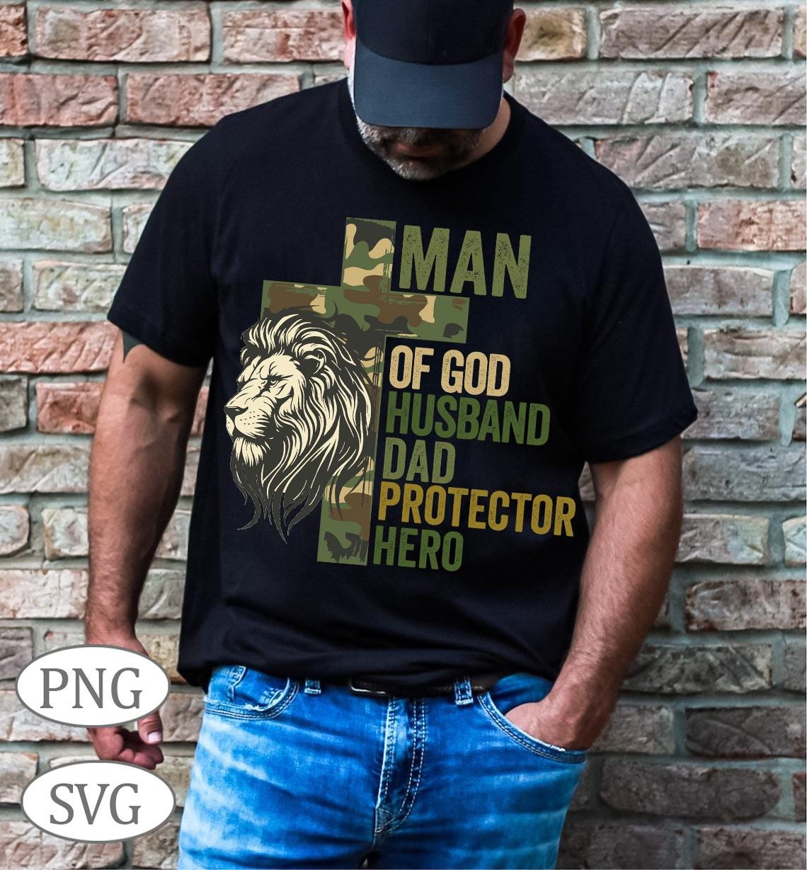 Christian Dad SVG, Man of God PNG, Lion Father Clipart, Bible Verse Design, Jesus Camo PNG, Faith-Based Sublimation for Religious Fathers