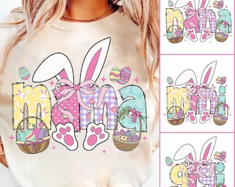 Mama Easter Coquette Png, Happy Easter PNG, Easter Png Bundle, Mini, Nana, Gigi, Retro Easter Egg Png, Easter Bunny Png, Floral Spring Png