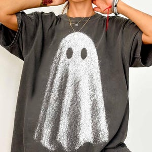 Vintage Ghost PNG, Retro Halloween Ghost PNG, Minimalist Spooky Ghost Design, Black And White Ghost PNG, Halloween Shirt Graphic