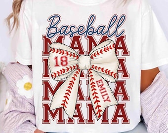 Custom Baseball Mama PNG, Personalized Baseball Mom Design, Editable Retro Baseball Shirt PNG, Game Day Sublimation, Baseball Name & Number