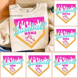 Baseball Mama Drip PNG Bundle, Baseball Ice Cream Drip PNG Pack, Game Day Baseball PNG Set, Baseball Mom Dripping Png Collection