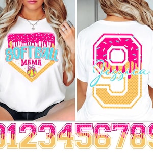 Personalized Softball Mom PNG, Softball Mama Drip Design, Ice Cream Drip Softball PNG, Game Day Sports Sublimation