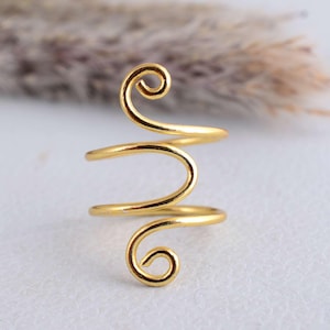 Handmade Wire Wrapped Brass Ring: Adjustable Boho Open Band