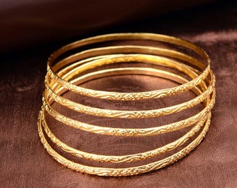 Elegant Gold Plated Bangles Set ,Traditional Indian Wedding Jewelry , Intricate Ethnic Design Bracelets , Women’s Festive Accessories,