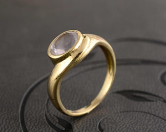 Rose Quartz Handmade Ring | Gold Plated Gemstone Jewelry | Healing Crystal Ring | Love Stone | Unique Gift for Her.