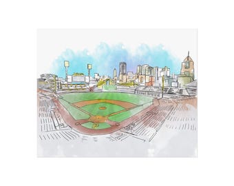 Pittsburgh PNC Park, Pirates - Ink and Watercolor Print