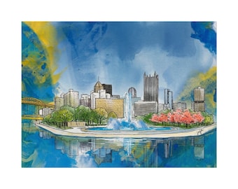Pittsburgh Point - Ink and Watercolor Poster
