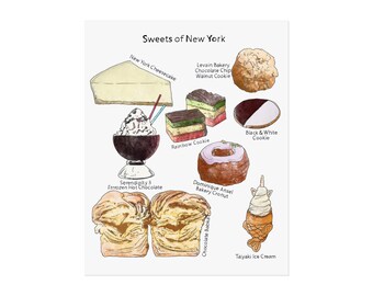 Sweets of New York - Ink and Watercolor Print