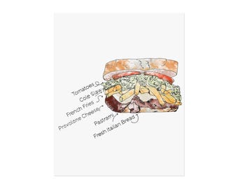 Pittsburgh Sandwich - Ink and Watercolor Print