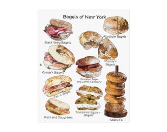 New York Bagel Kunstdruck - NYC Küche Feinschmecker Dekor