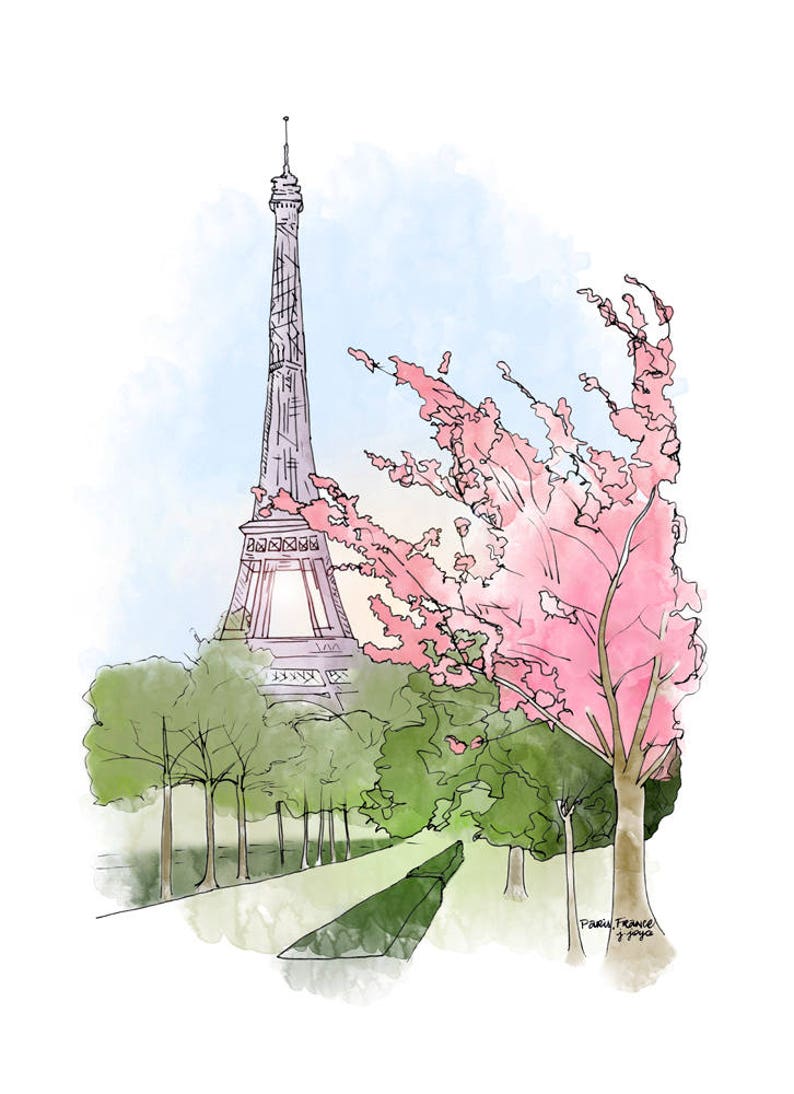 Париж Елисейские Эйфелева башня скетчинг