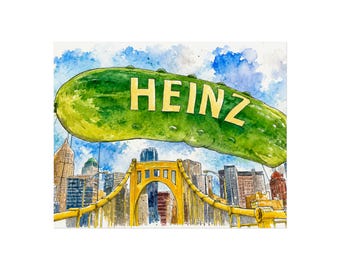 Pittsburgh Picklesburgh Ink and Watercolor Print