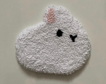 Sottobicchiere fatto a mano a forma di coniglietto, Punch Needle, sottobicchieri per caffè, regalo, sottobicchiere