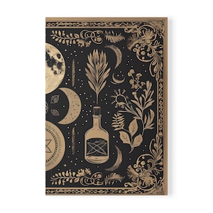 Celestial Witchcraft Notebook, A5 Softcover Journal, Moons & Botanicals Diary, Mystical Writing, Gift for Pagans, Witchy Decor