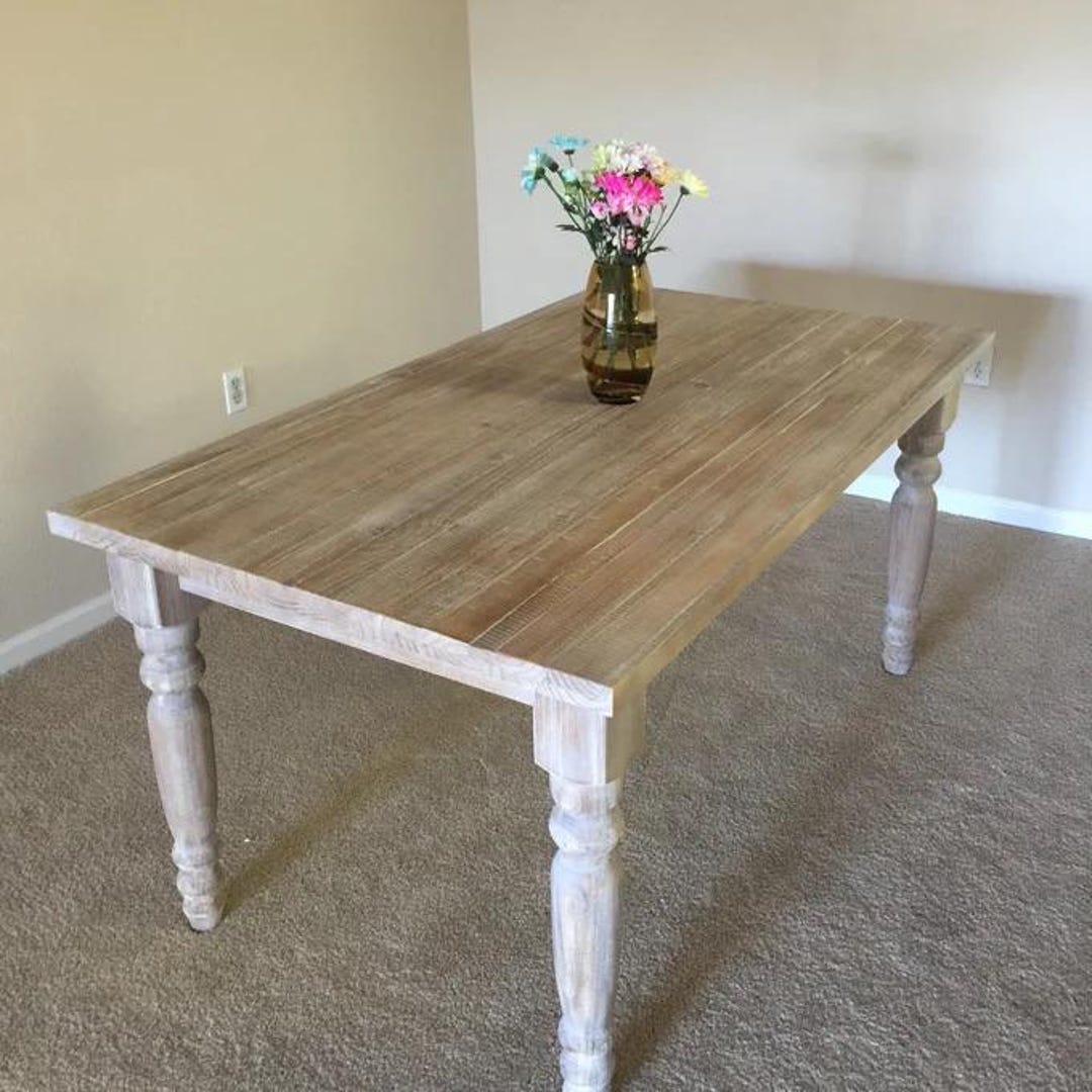 Kitchen Table - Solid Wood Rustic Dining Table, Farmhouse Style ...