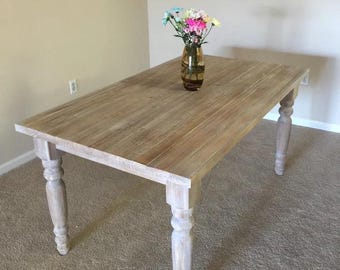 Kitchen Table - Solid Wood Rustic Dining Table, Farmhouse Style, Durable, Stylish, Perfect for Family Meals & Entertaining