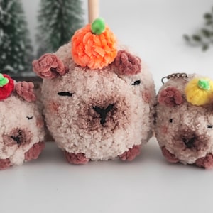Crochet Capybara Family: Mochi Squishy Plushies - Bag Charm Keychain