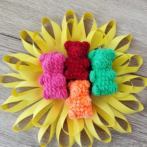 Handmade Crochet Gummy Bear Plushie: Amigurumi Keychain