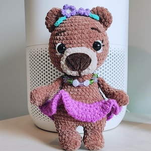 Cute Teddy Bear Girl Amigurumi – Soft Handmade Crochet Toy, Unique Gift for Kids