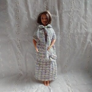Glittery 3pc set Pastel Colors include GOWN, CAPE & HANDBAG  (fits 11&quot; thick body Grandma Plus Size Barbie Dolls)