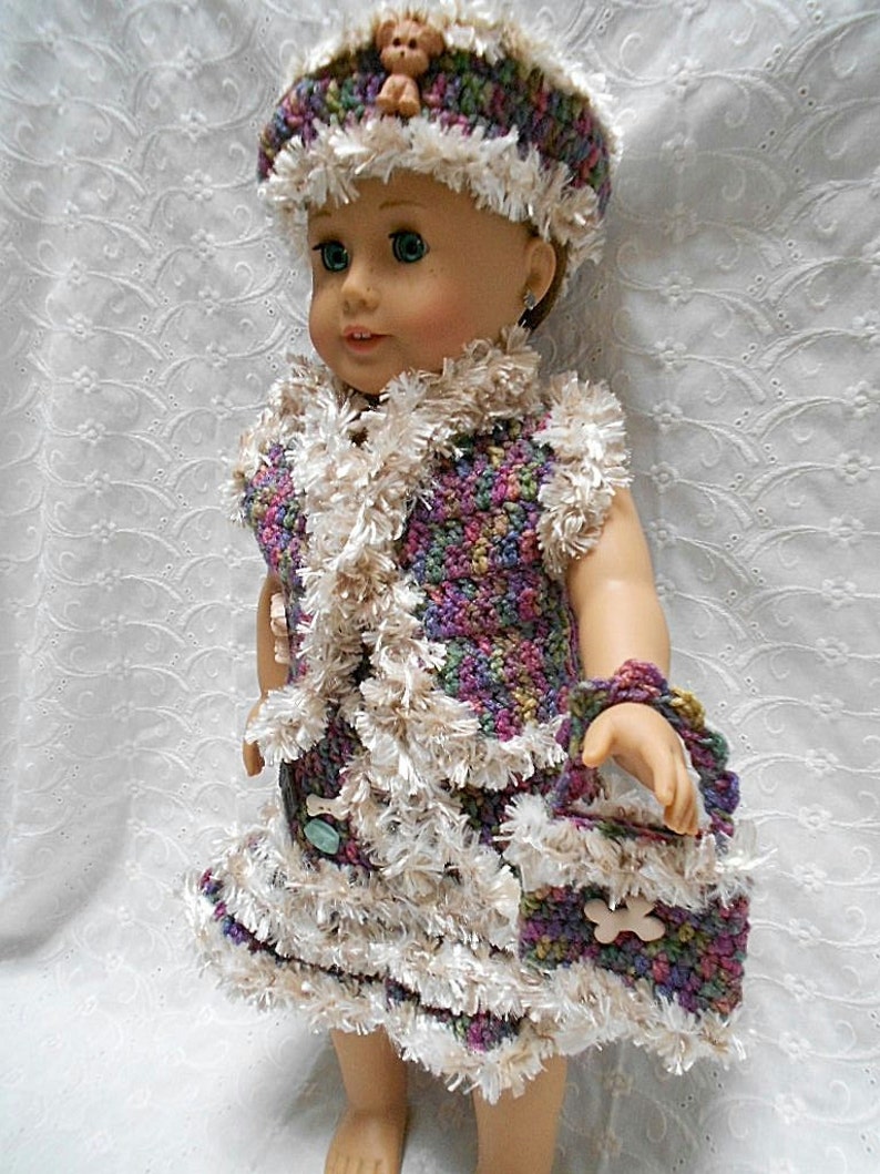Crocheted Doll Clothing Set Includes Vest Skirt Hat Handbag Etsy