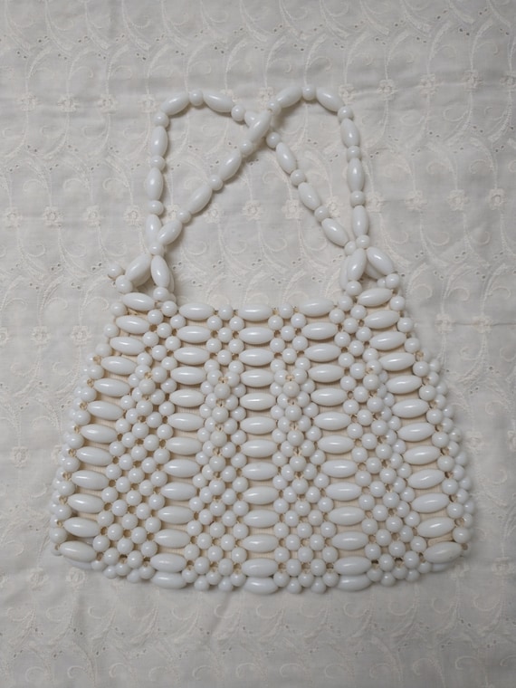 Fabulous Vintage White Beaded Handbag by Stein Nov