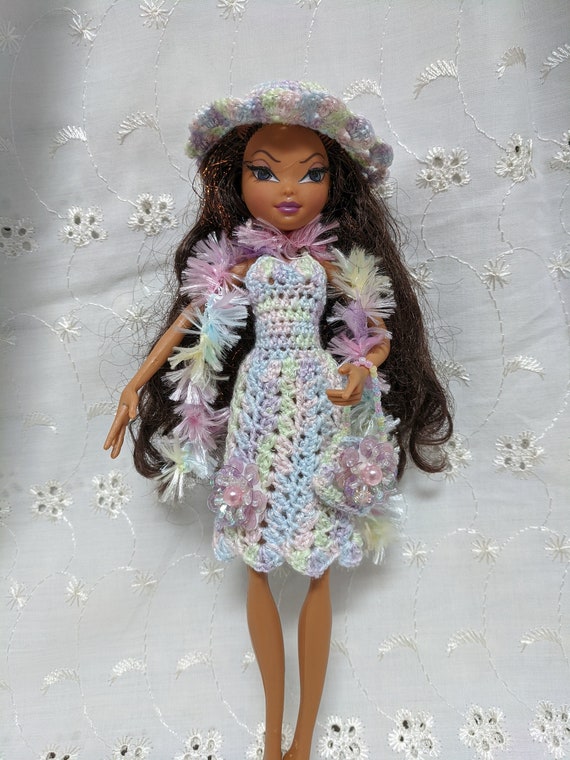 Sparkly 10 Winx Doll Outfit Dress Hat Handbag e Boa Sciarpa in