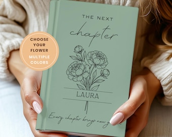 Regalo de jubilación para mujeres: Diario Next Chapter, cuaderno personalizado con nombre y flores, regalo de feliz jubilación, regalo de despedida para compañera de trabajo, regalo de despedida