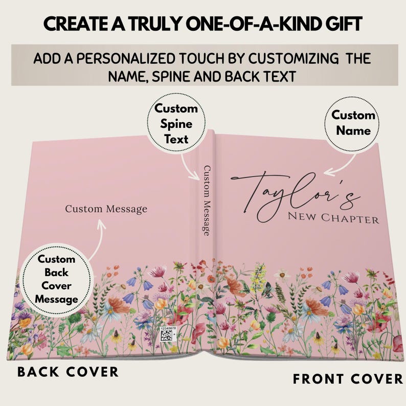 Regalo de jubilación para mujeres: diario personalizado "Nuevo capítulo" con flores silvestres, libro de jubilación para maestras, despedida para compañeras de trabajo, nuevo comienzo para enfermeras. imagen 2