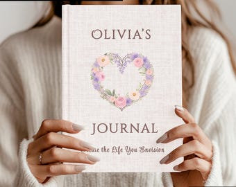 Personalized Teen Girl Journal – Custom Name Floral Heart Notebook | Birthday Gift for Niece, Daughter, or Granddaughter from Aunt, Vintage